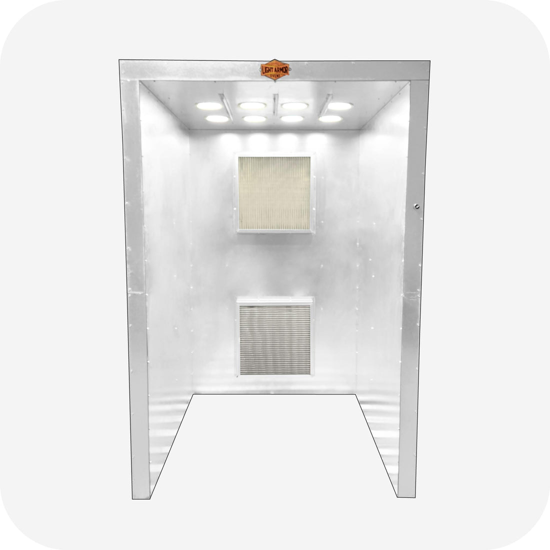 LA557 powder coating spray booth (5' x 5' x 7'), front view