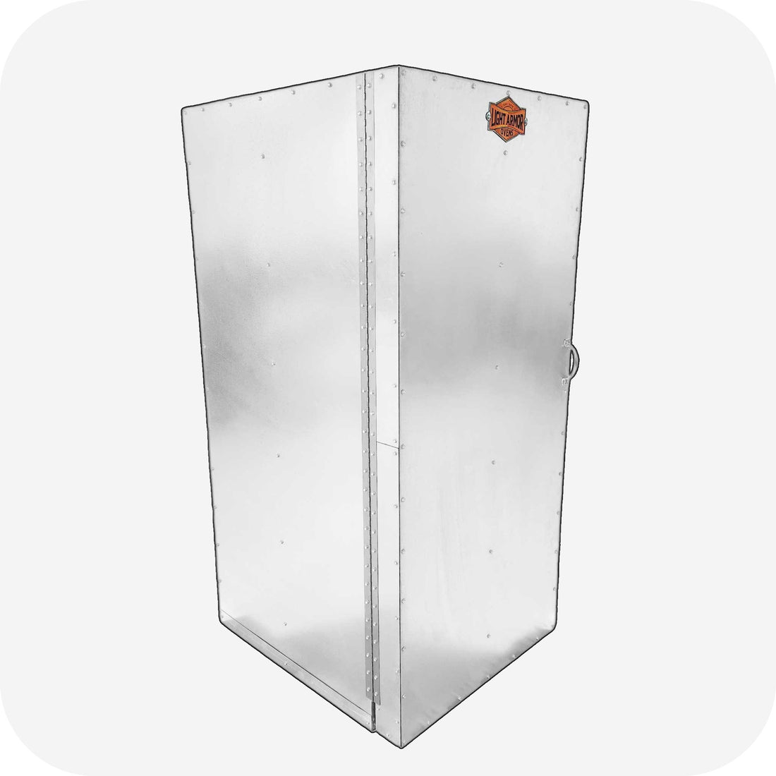 Side view of the LA2500B curing oven showing seamless galvanized steel construction