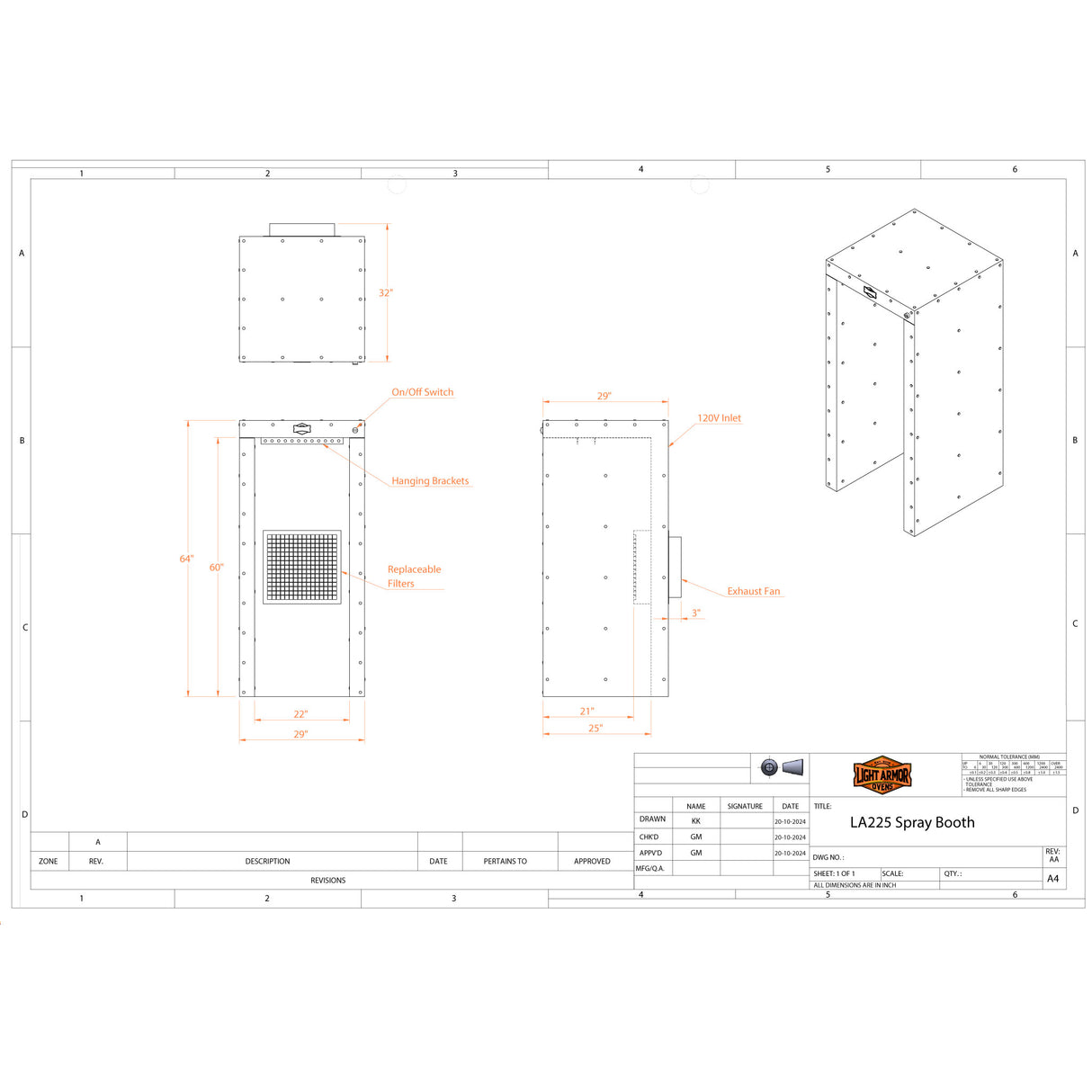 LA2500B Powder Coat Oven and LA225 Spray Booth Combo (2' x 2' x 5')
