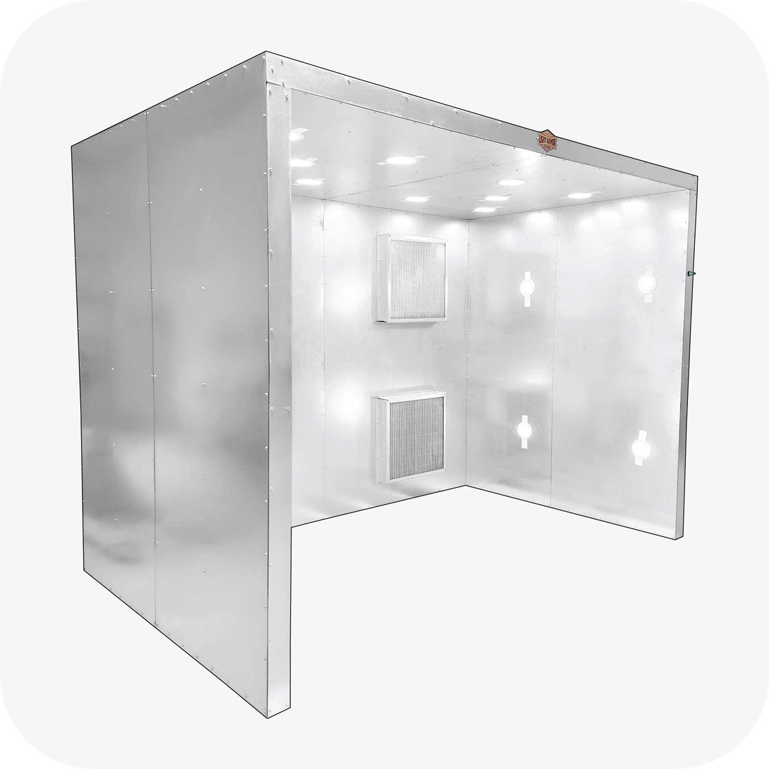 LABS-1067-OF open-face powder coating spray booth (10 x 6 x 7), front angle view