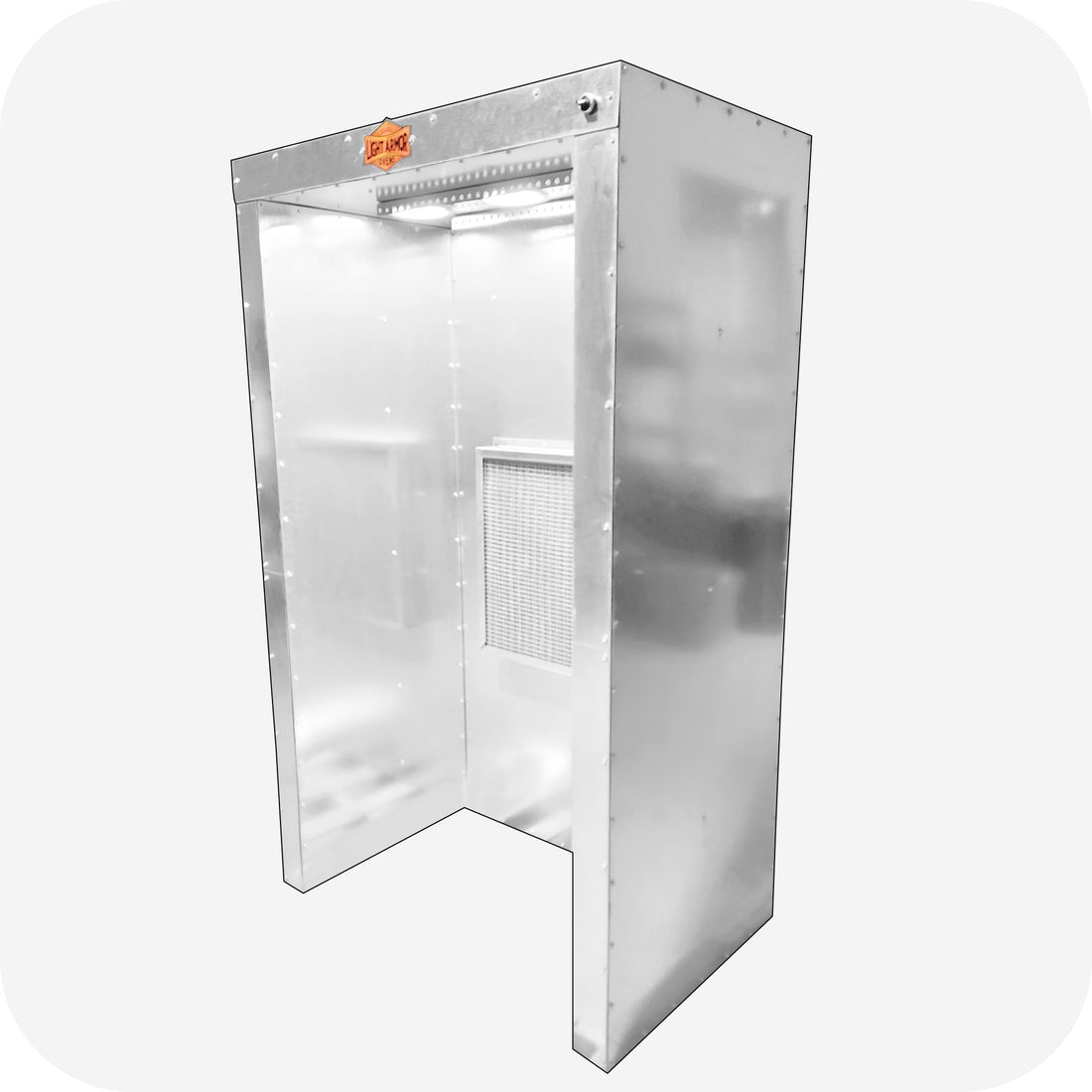 LA326 powder coating spray booth (3' x 2' x 6'), side view