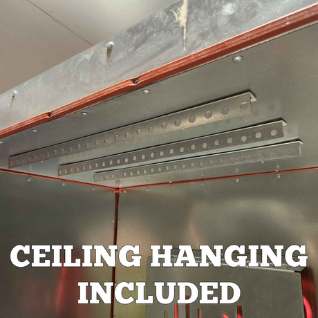 Included ceiling hanging rails inside the LA10KW6 for hanging parts
