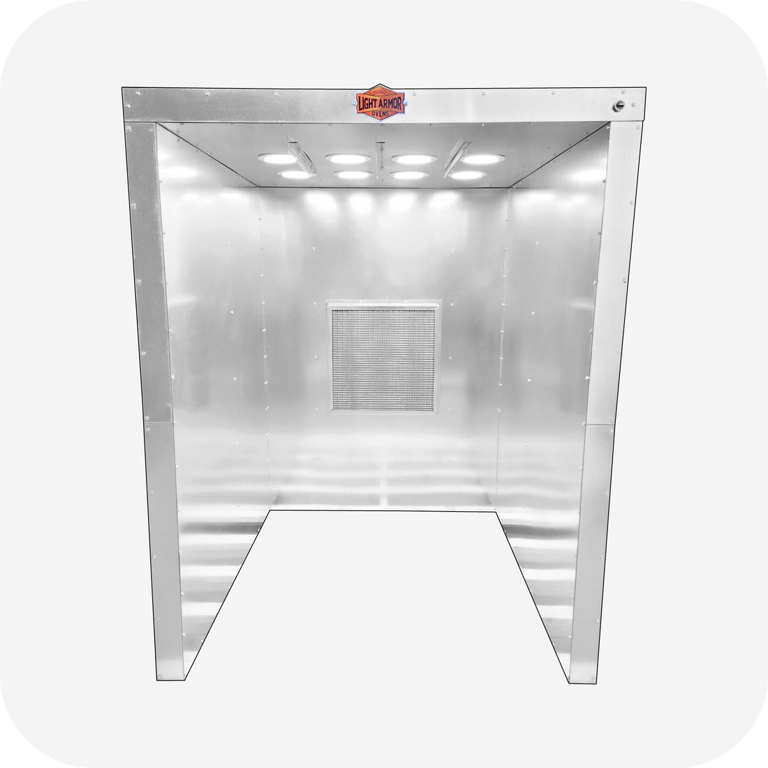 LA556 powder coating spray booth (5' x 5' x 6'), front view