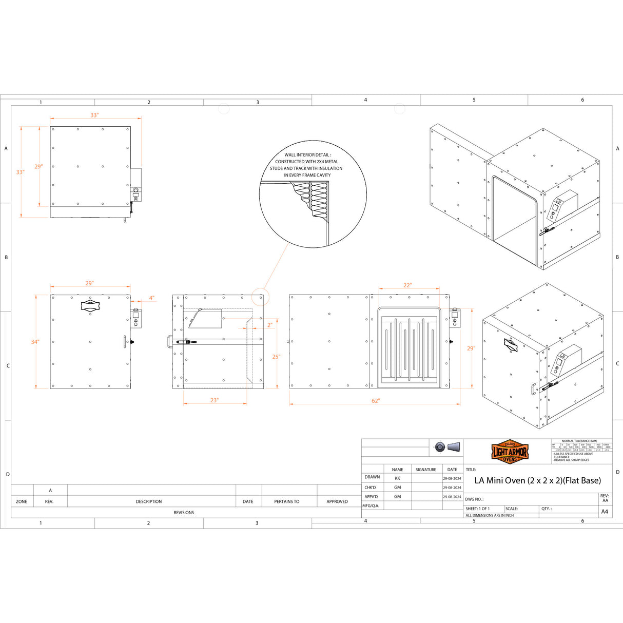 LA Mini Benchtop Oven (2' x 2' x 2')