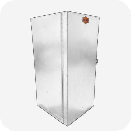 Side view of the LA2500B curing oven showing seamless galvanized steel construction