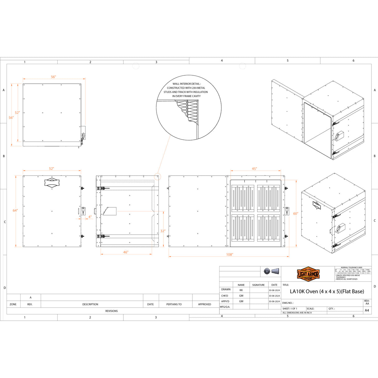 LA10K Powder Coat Oven (4' x 4' x 5')