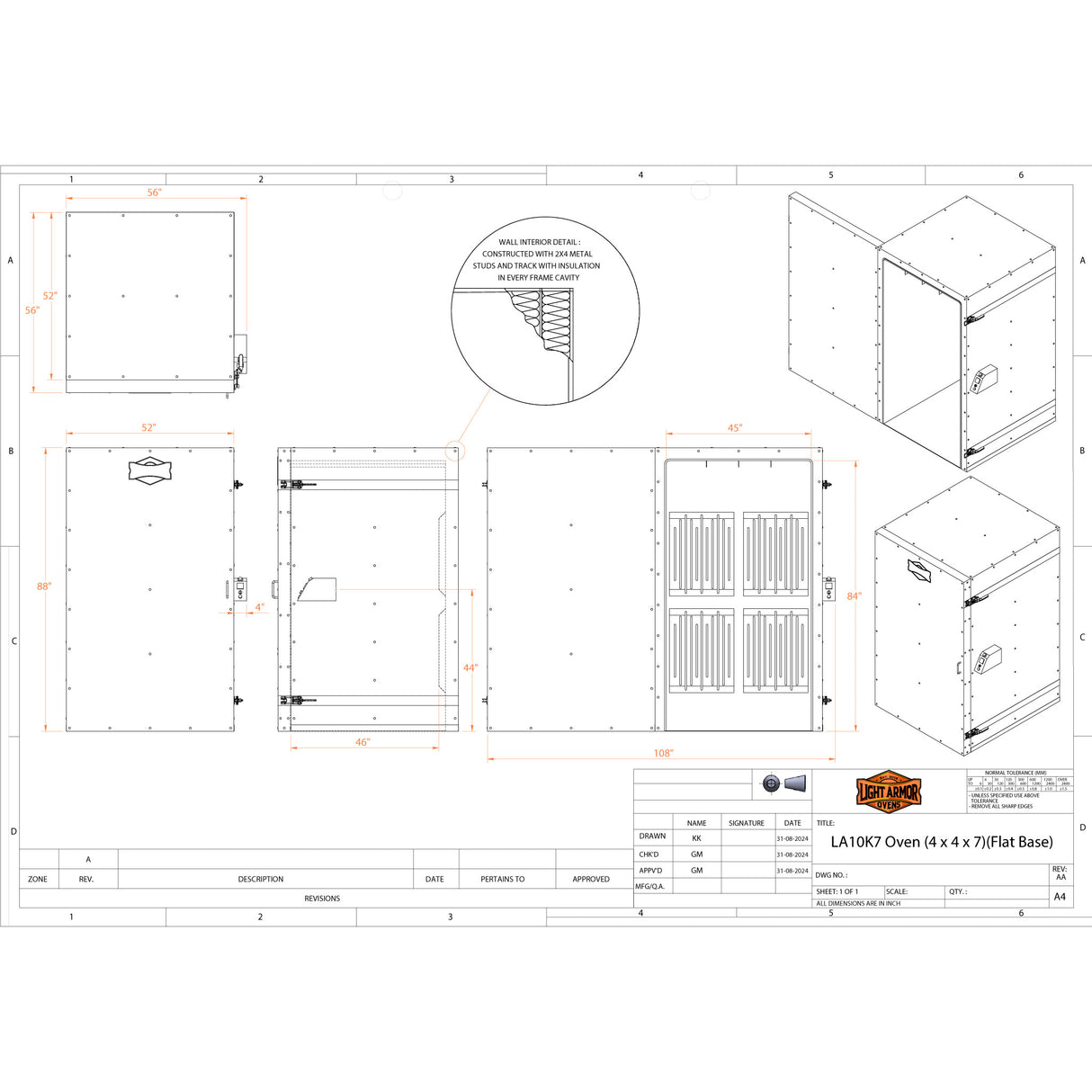 LA10K7 Powder Coating Oven (4' x 4' x 7')