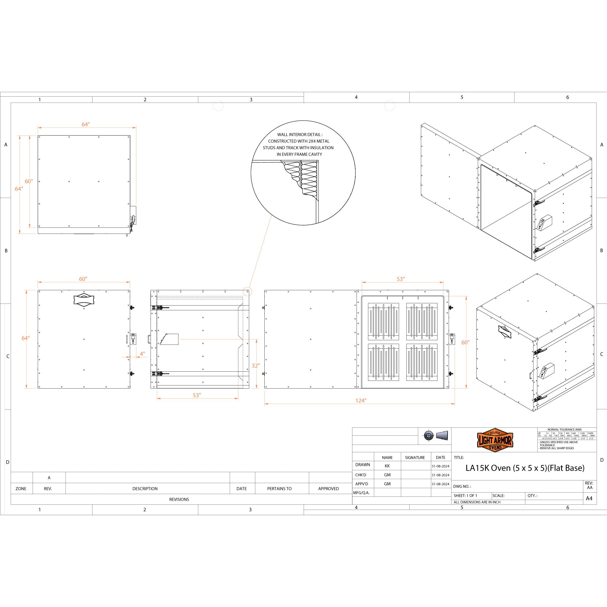 Powder Coat Cerakote Curing Oven (5' x 5' x 5') LA15K – Light