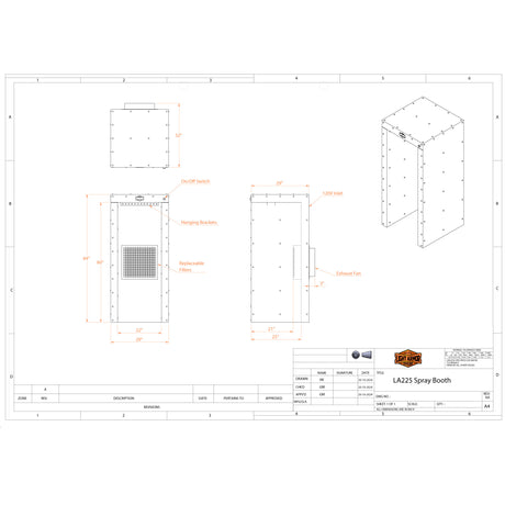 LA225 Spray Booth (2' x 2' x 5')