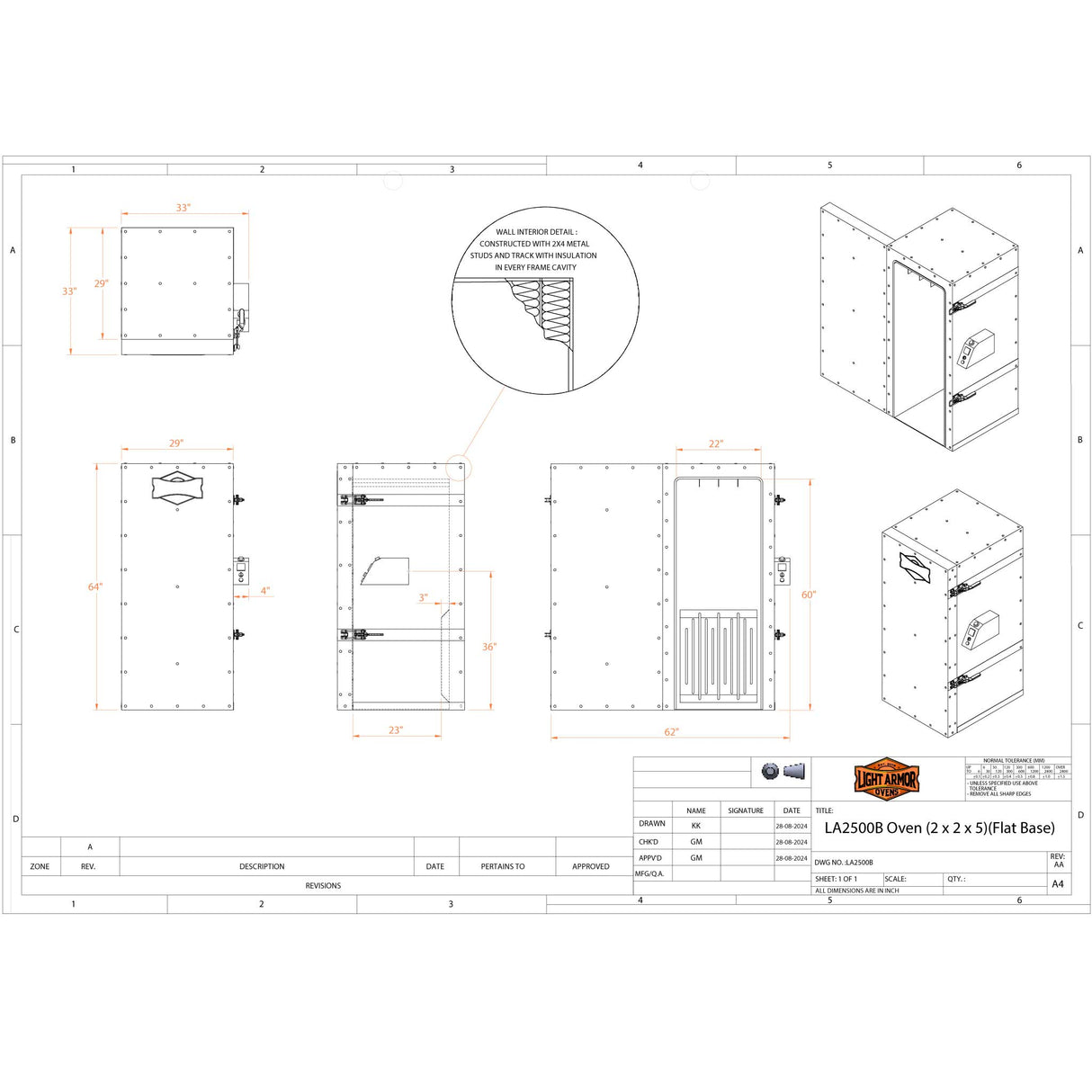 LA2500B Powder Coat Oven (2' x 2' x 5')