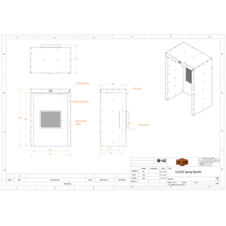 LA325 Spray Booth (3' x 2' x 5')