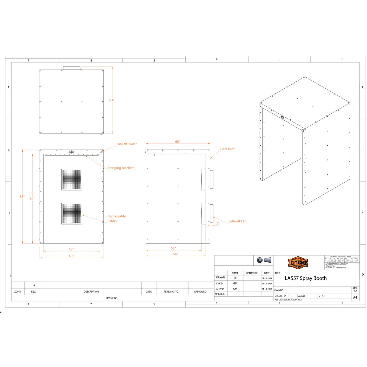 LA557 Spray Booth (5' x 5' x 7')