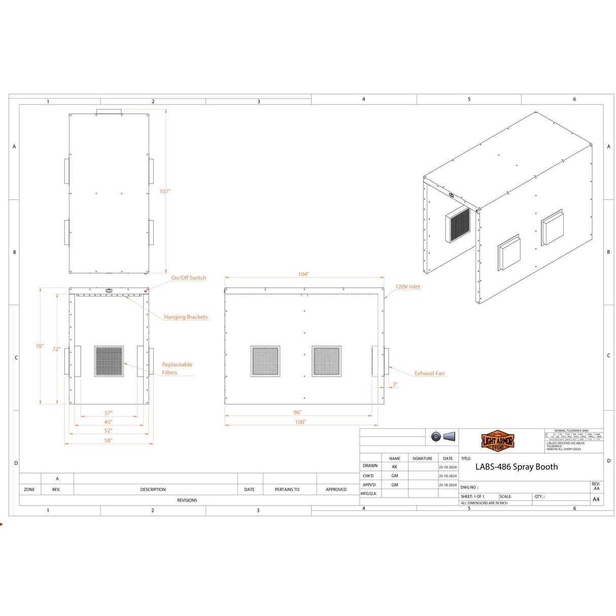 LABS-486 Spray Booth (4 x 8 x 6)