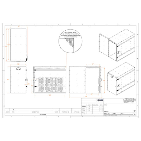 LABS-487 powder coat oven technical drawing with dimensions