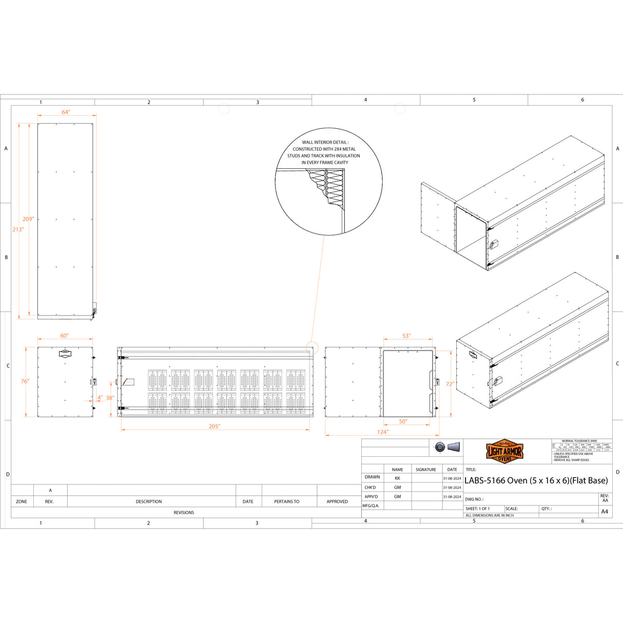 LABS-5166 Powder Coat Oven (5' x 16' x 6')