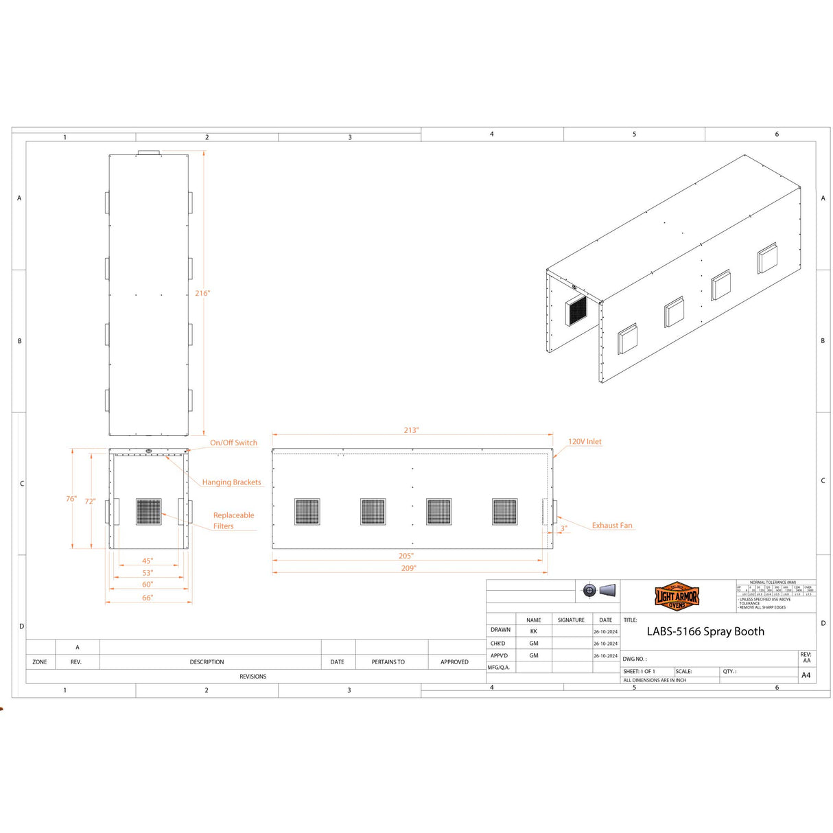 LABS-5166 Spray Booth (5 x 16 x 6)