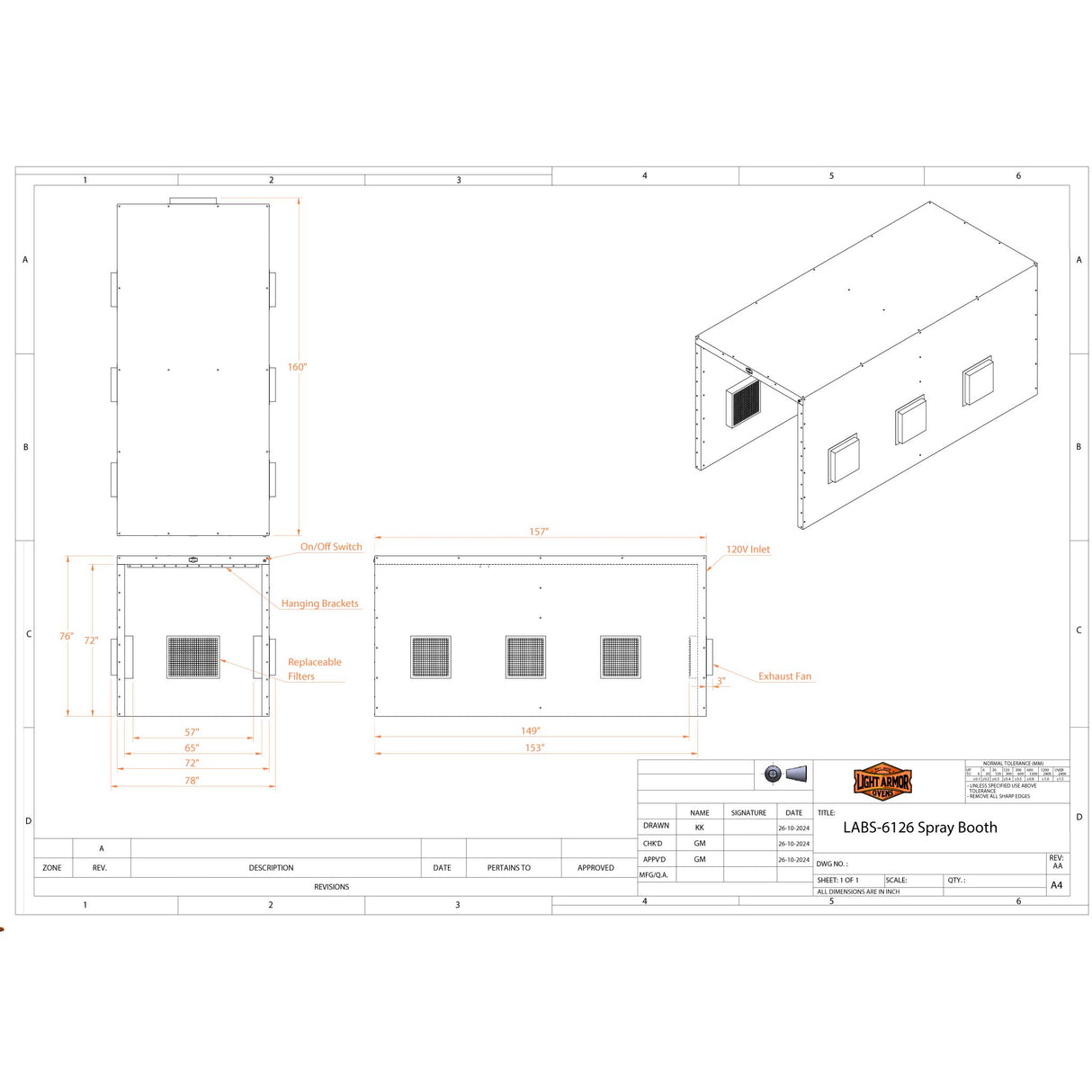 LABS-6126 Spray Booth (6 x 12 x 6)