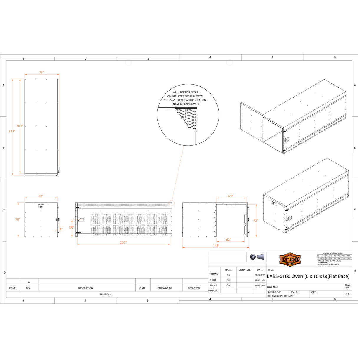 LABS-6166 Powder Coat Oven (6 x 16 x 6)