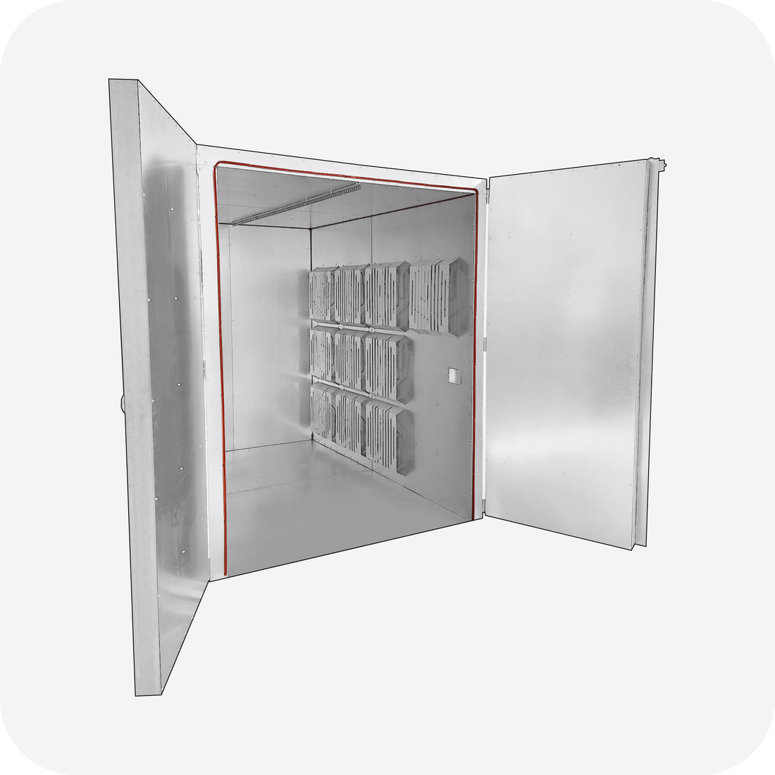 Light Armor batch style powder coat oven interior
