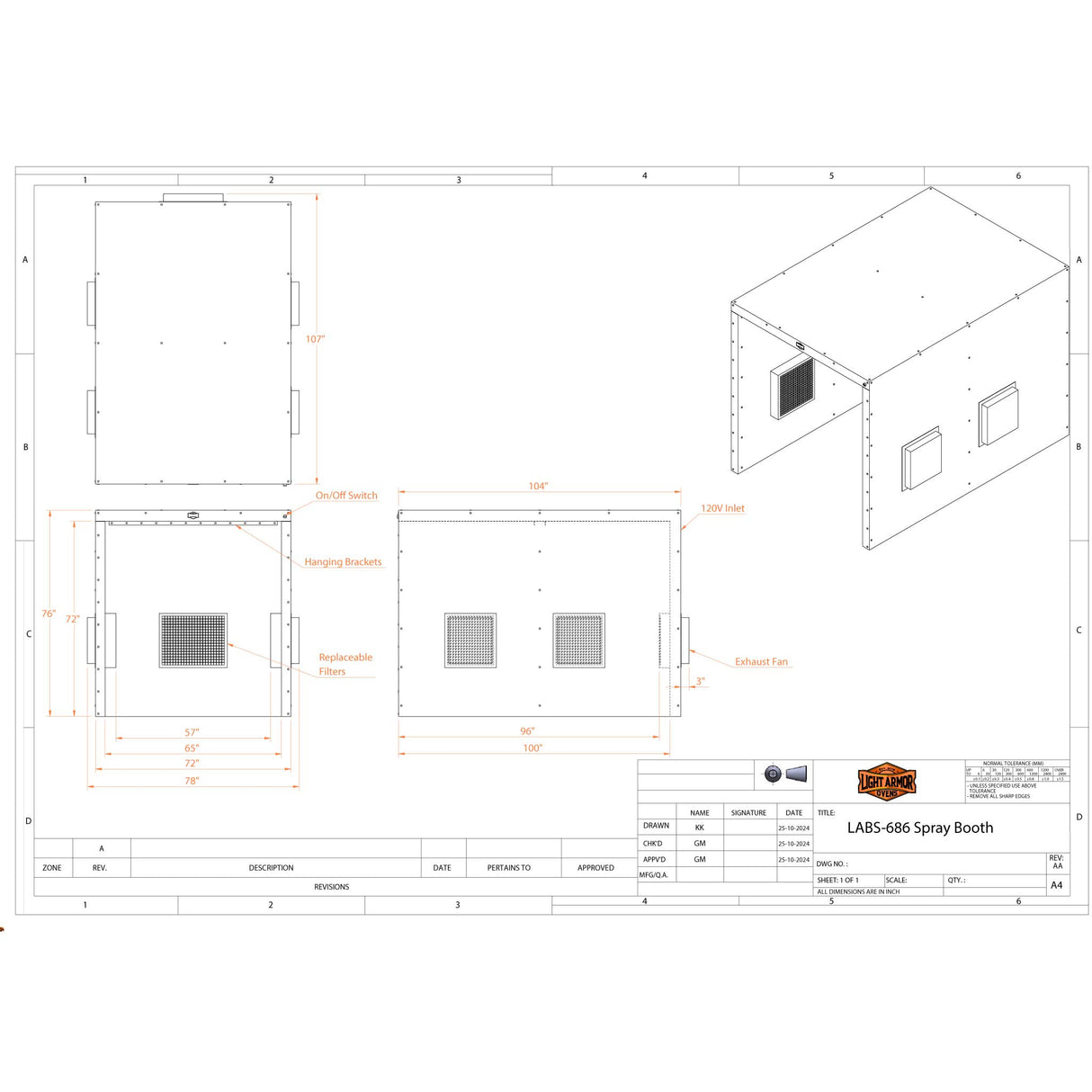 LABS-686 Spray Booth (6 x 8 x 6)