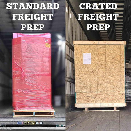 LA5000LB freight prep with pallet wrap and optional wood crating