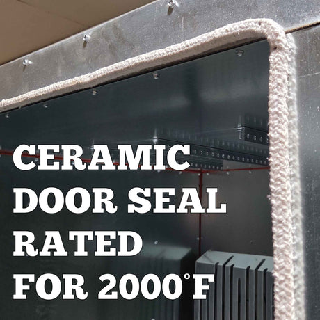 Ceramic door seal rated for 2000°F on the LA5000LB6 powder coating oven