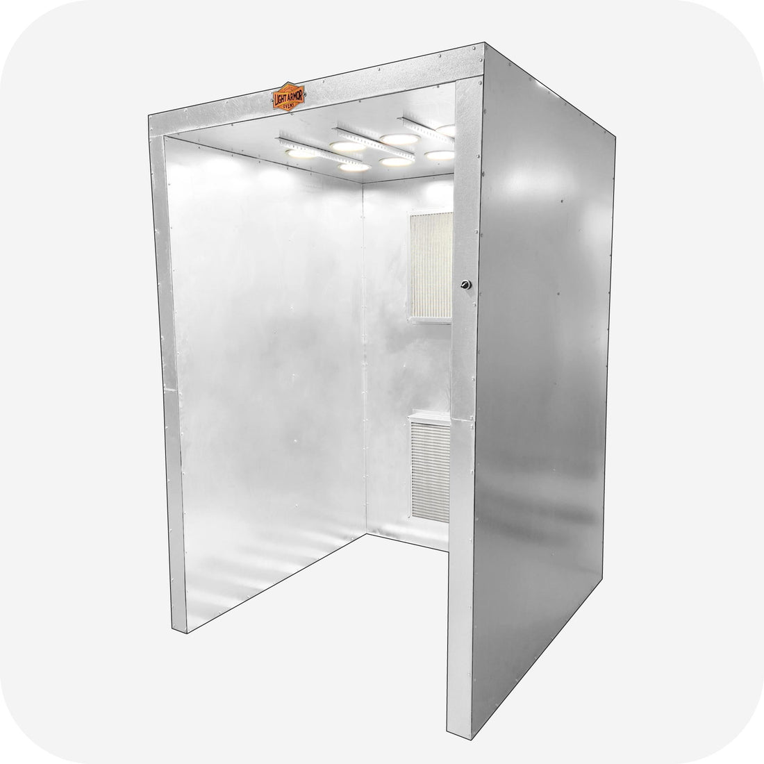 LA557 powder coating spray booth (5' x 5' x 7'), side view